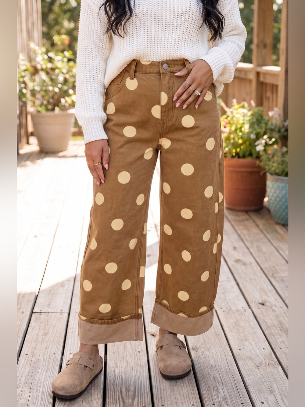 Polka Dot Wide Leg Jeans